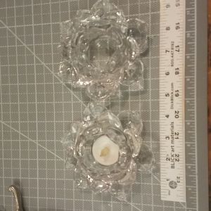Flower shaped tea light holders clear crystal